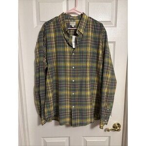 J.Crew  XL Indian Madras Shirt Men’s Yellow Purple Plaid Button Down Long Sleeve